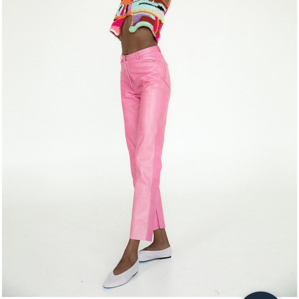 Pink leather pants Tach Clothing Dilma in pink size M barbie core